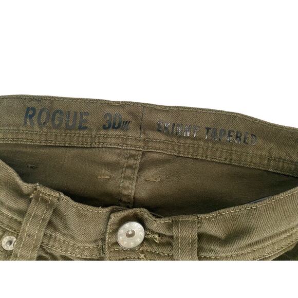 Ninth Hall Rogue Skinny Tapered Shredded Mens Jeans Size 30, Dark Olive Green - Picture 6 of 14